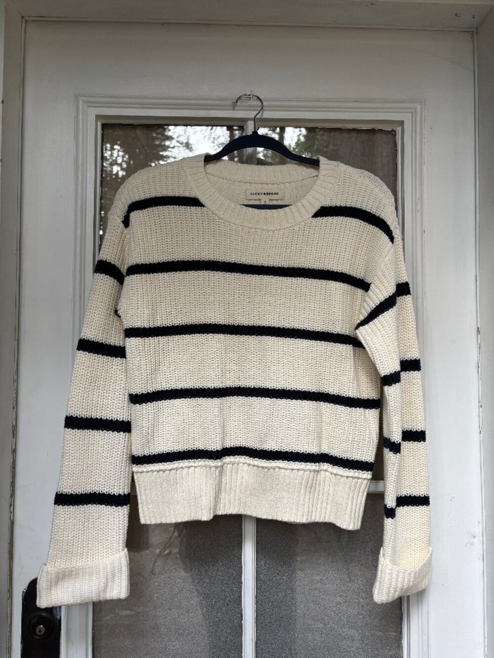 Lucky Brand Striped Knit Sweater – Size S – Cream & Black